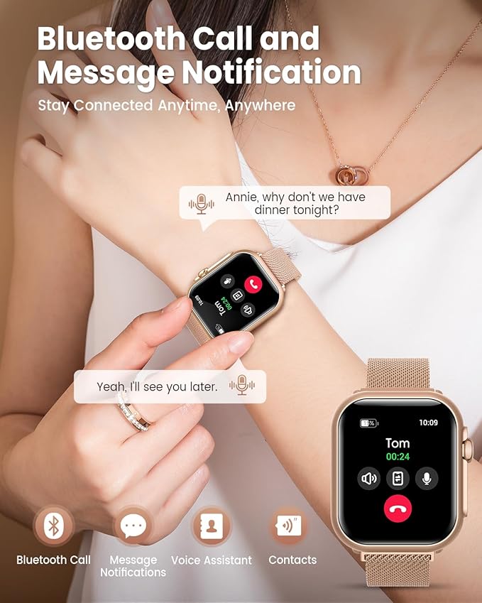 Smart Watch for Men for Android iPhone: Smart Watch with 100 Day+Battery Life Make/Answer Call Blood Oxygen Sleep Heart Rate Monitor 5ATM 120+ Sport Mode Fitness Tracker Watch Pedometer Gold 2Band