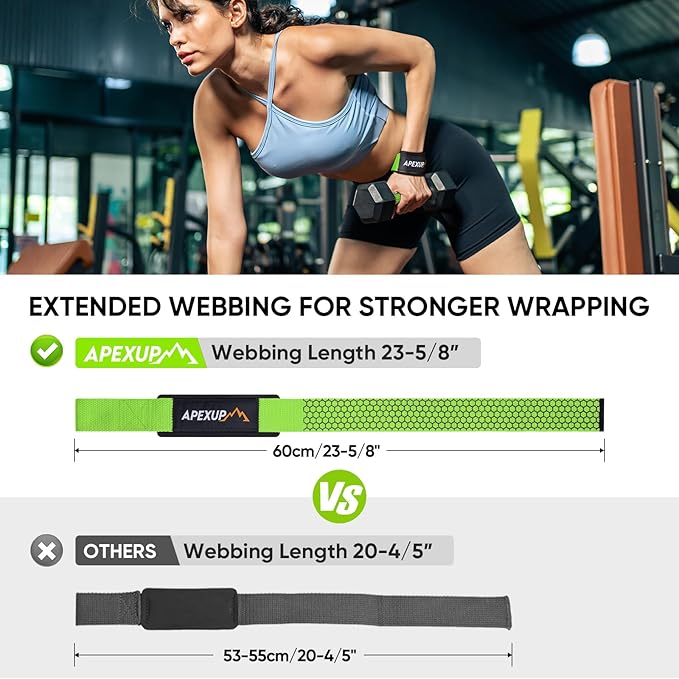 APEXUP Weight Lifting Straps for Weightlifting, Lifting Wrist Straps Gym, Deadlift Strap, Anti Slip Silicone Weightlifting Strap Men Women Powerlifting, Strength Training