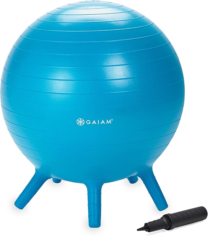 Stay-N-Play Children's Balance Ball - Flexible School Chair Active Classroom Desk Alternative Seating Built-In Stay-Put Soft Stability Legs, Includes Air Pump