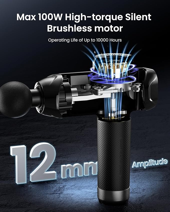 RENPHO Massage Gun Deep Tissue with Heat and Cold, Percussion Muscle Massage Gun Bluetooth with 12mm Amplitude, Handheld Massager Gun, Power+ Thermacool Grey