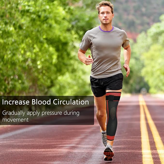 Full Leg Compression Sleeves 2 Pack Long Knee Support for Men and Women for ACJ, Meniscus Tear, Arthritis