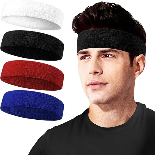 Sweatbands Sport Headbands for Men & Women, 12 Pcs Sweat Head Bands Moisture Wicking Sport Headband Cotton Sweatbands for Basketball, Athletic Exercise, Running