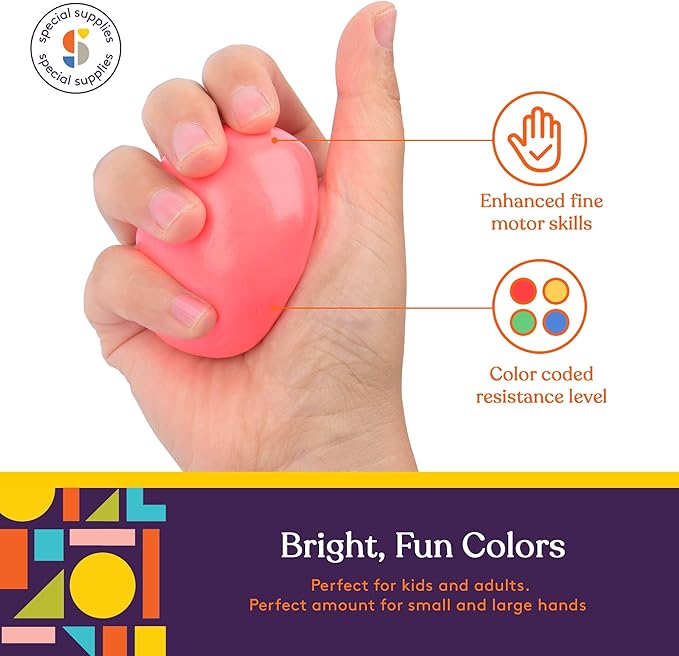 Special Supplies Therapy Putty for Teens and Adults - Resistive Hand Exercise Stress Relief Therapy Putty Kit, Set of 4 Strengths, Three Ounces of Each Putty (Primary Colors)