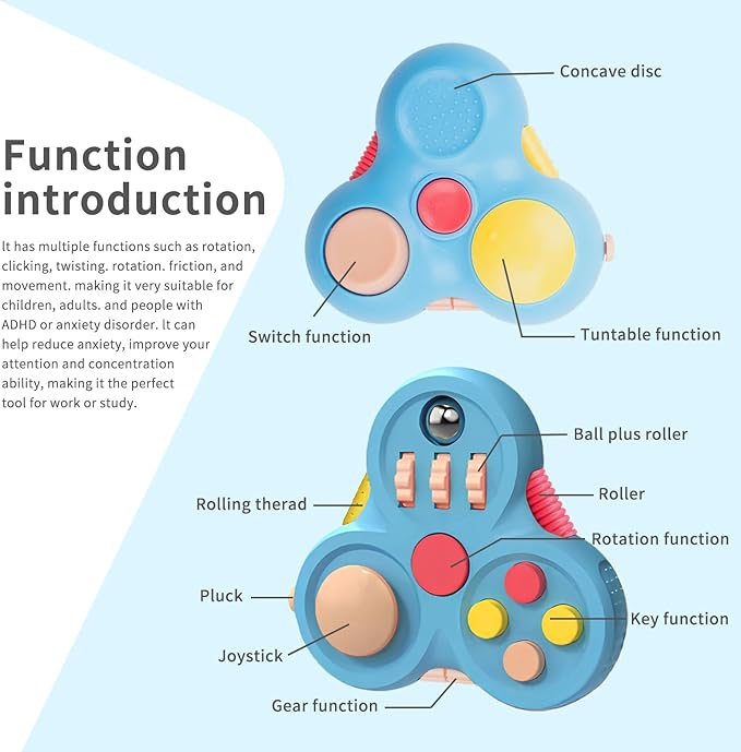 Fidget Toys for Adults,1PCS Fidget Pad Easter Basket Stuffers for Boys Girls,Sensory Toys Stress Relief Cube Clicker Controller,ADHD Autism Fidget Spinner for Office Desk Travel Games