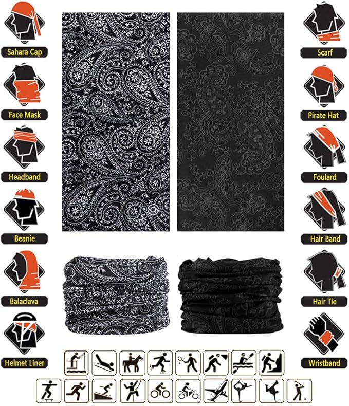 Headband Neck Gaiter Head Wrap Headwear Face Mask Magic Scarf Bandana for Men and Women