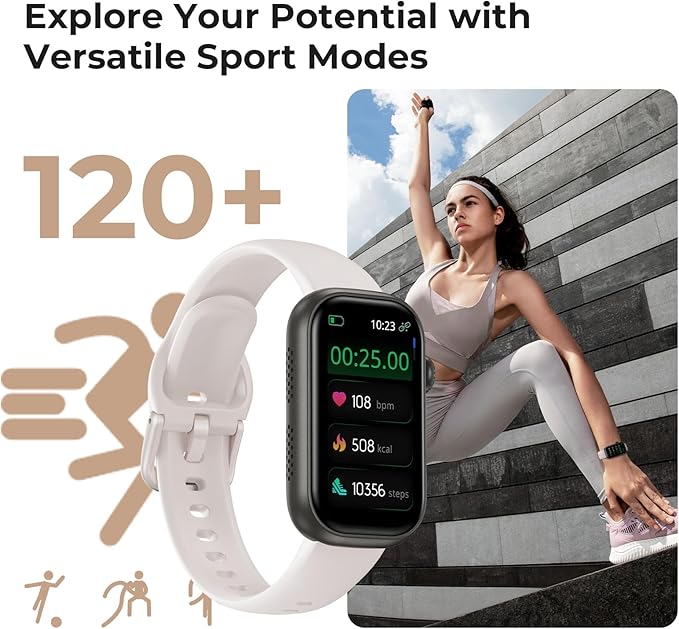Fitness Tracker for Men Women, 24/7 Heart Rate, SpO2 and Sleep Monitor Health Watch, Calorie Step Counter Fitness Watch IP68 Waterproof Smart Watch for Android and iOS, Starlight