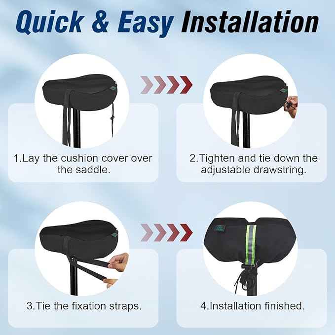 Zacro Bike Seat Cushion - Gel Padded Bike Seat Cover for Men Women Comfort, Extra Soft Exercise Bicycle Seat Compatible with Peloton, Outdoor & Indoor Bike Saddles