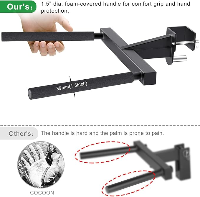 SELEWARE Y-Shaped Dip Bar for 2"x2" or 3"x3" Power Rack with 5/8" or 1" Holes, Heavy Duty Dip Bar Attachment with Non-Slip Grips, Squat Rack Accessories for Home Gym Strength Training