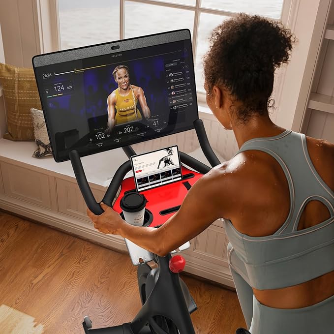 Desk Attachment for Peloton Bike+ (NOT Bike) Tray Holder for Phone, Cup, Tablet, Ergonomic Platform Tray Accessories for Peloton Spin Bikes(red)