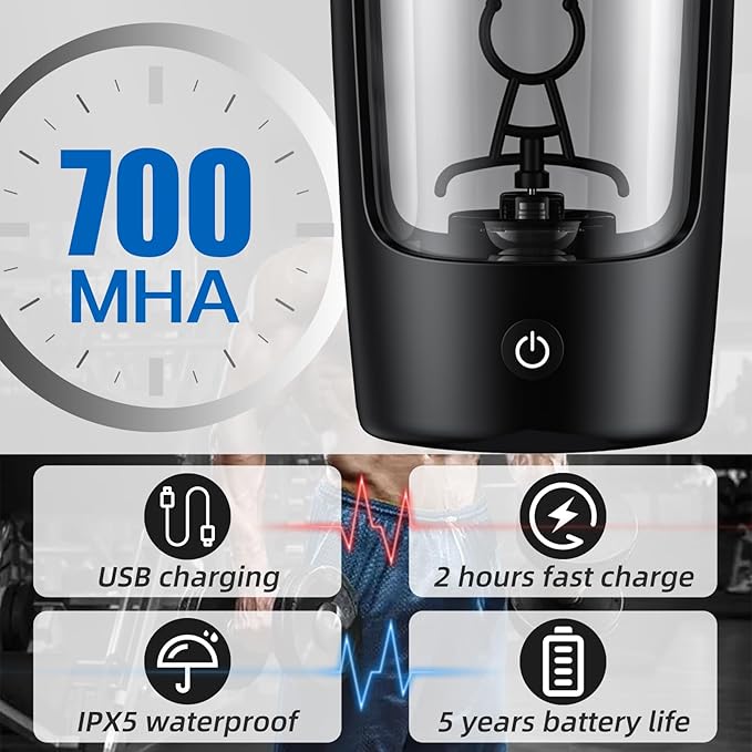 JOTER & LIBEAR Electric Shaker Bottle, Made with Tritan - BPA Free - Portable Mixer Cup/USB Rechargeable Shaker Cups for Protein Shakes and Meal Replacement Shakes, 22 oz