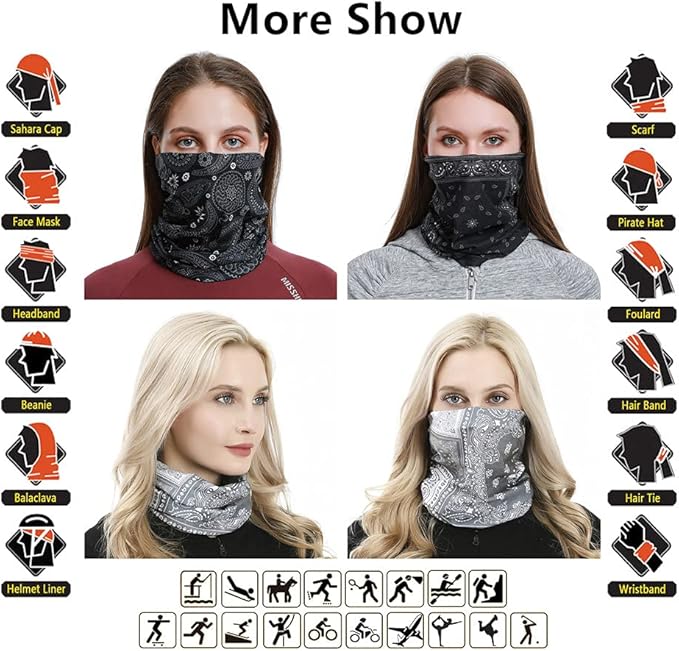 Headband Neck Gaiter Head Wrap Headwear Face Mask Magic Scarf Bandana for Men and Women