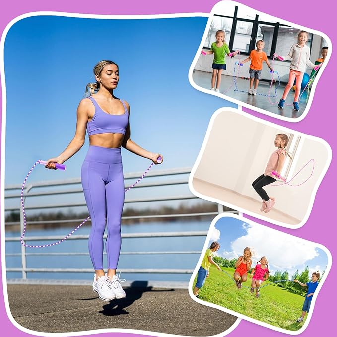 24 Pack kids Jump Ropes, Adjustable Free Segmented Skipping Rope with Soft Beaded,9.2 Feet Jumping Rope for Women Men Workout Exercise Lose Weight