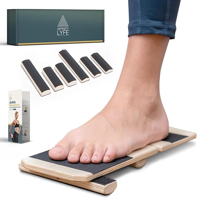 Ankle Strengthener & Single Leg Ankle Balance Board, Foot Strengthener For Pain Relief & Recovery, Prevent Injuries, Safe Non Slip Wooden Balance Board For Physical Therapy & Plantar Fasciitis Relief
