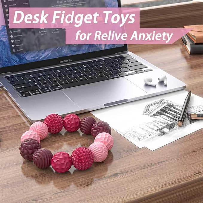 Fidget Toys for Adults Magnetic Balls - 10 Kinds Textured Silicone Magnetic Fidget Balls, Sensory Toys for Autism Anxiety Relief, Stocking Stuffers for Women Men Gift