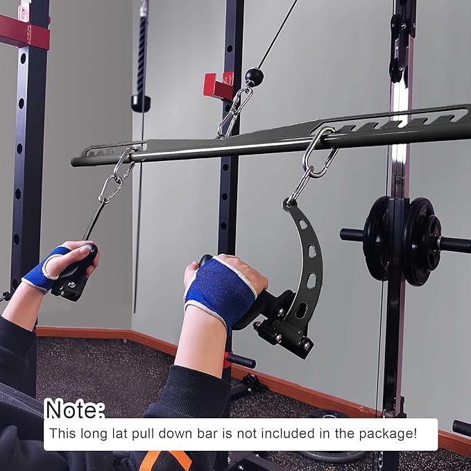 KORIKAHM Adjustable Lat Pull down Bar, Cable Machine Attachments for Gym, Home Gym Fitness T-bar Row Pulldown Attachments, Lat Pull Down Machine Wide Grip Neutral Grip Handle