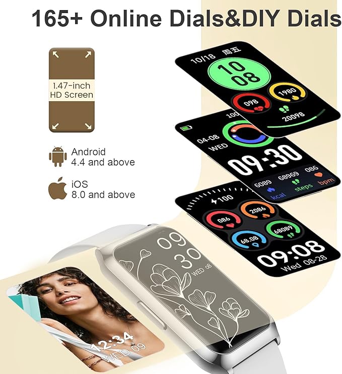 GADIXY Smart Watch,Fitness Tracker Watch 7 Day+ Battery with Heart Rate/Step Counter/Calories/spO2/Sleep Monitor,IP68 Fitness Smart Watches for Women Android&iOS Silver