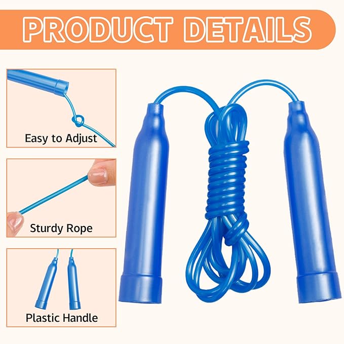 30 Pcs Kids Jump Rope,Colorful Jump Ropes for Kids,7.2 Feet Plastic Jump Ropes,Adjustable Skipping Rope,Jumping Ropes for Party Favors,Birthday Gifts,Indoor Outdoor Activity