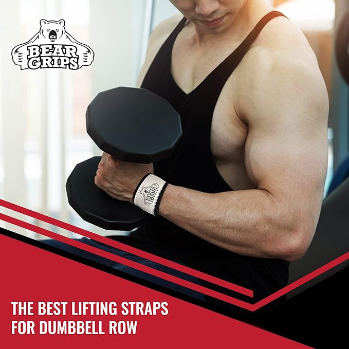 Bear Grips Lifting Straps - Gym & Weightlifting Straps for Men & Women, Deadlift Support, 2 Pairs