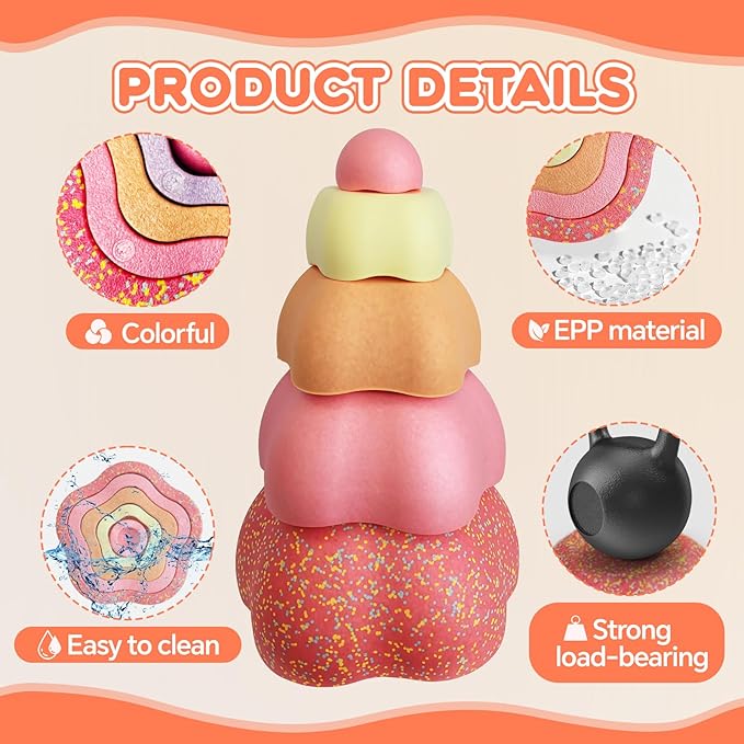 Sound Stepping Stones for Kids - 5 Pcs Non-Slip Indoor or Outdoor Balance Stones, Obstacle Course Coordination Game for Aged 3 4 5 6, Sensory Toys for Toddlers, Birthday Gifts