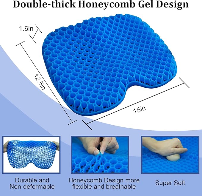 NEW-Vi Anti-Slip Kayak Seat Cushion - Waterproof Thicken Gel Boat Kayak Canoe Rowing Stadium Pad for Sit in Kayak Chair Kayak Accessories Equipment Gear for Fishing Kayak