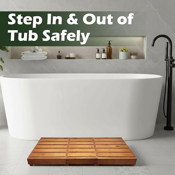 Outdoor Steps 3.5'' Height, Wooden Step Platform 35” Length, Step Stool with Non Slip Pads, Step Stools for Bed, Wooden Platform for Bathroom, Kitchen, Bed, Oak