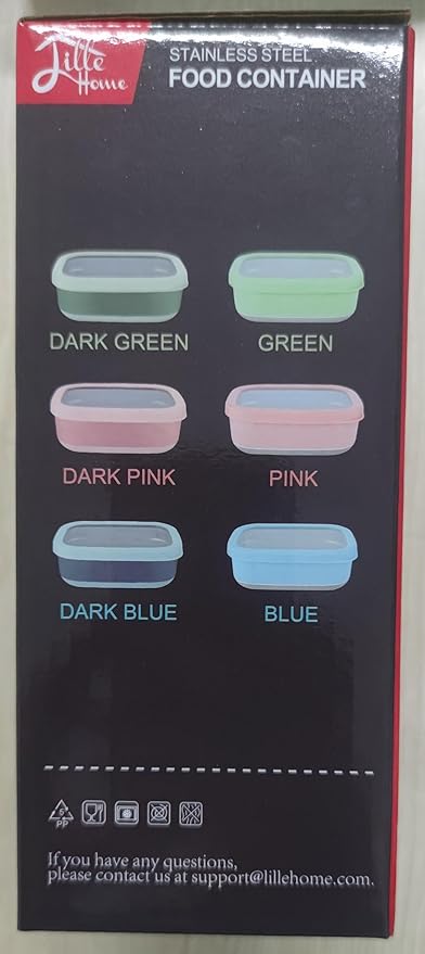Lille Home Leak Proof Steel Food Containers - Snack Stainless Steel Containers - Ideal for Educational Settings & Daycare - Nesting Trio with Silicone Lids - 47oz+30oz+16oz - Dark Blue