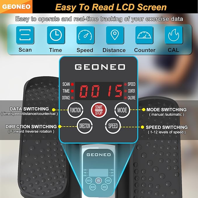 Under Desk Elliptical Machine, Electric Ellipse Leg Exerciser for Senior, Quiet and Compact Electric Seated Pedal for Home with Display Monitor, Remote Control and 12 Adjustable Speeds