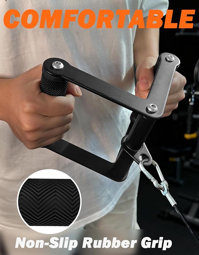 Fitarc Double D Row Handle Cable Attachments for Gym, Non-Slip V Bar Attachment for Home Gym Equipment, T Bar Row Attachment for Back Training, LAT Pulldown Attachments and Cable Machine Attachment