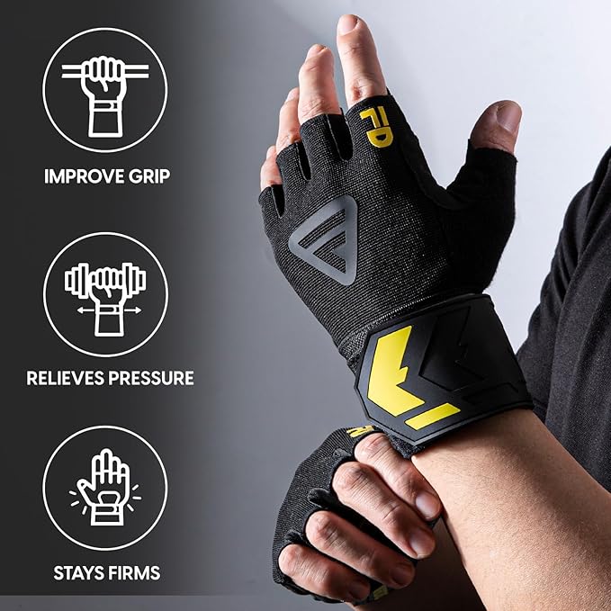 Weight Lifting Gloves for Men and Women, with Cushion Pads and Silicone Grip, Workout Gloves with Wrist Support for Bench Press, Weightlifting, Training, Pull-ups, Rowing