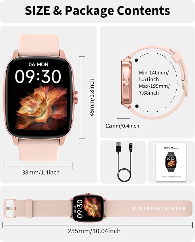 Smart Watch for Men Women Bluetooth Call, 1.85" HD Touch Screen AI Voice Smartwatch, Fitness Tracker with Sleep/Heart Rate Monitor, IP68 Waterproof, 100+ Sports Modes for Android & iOS