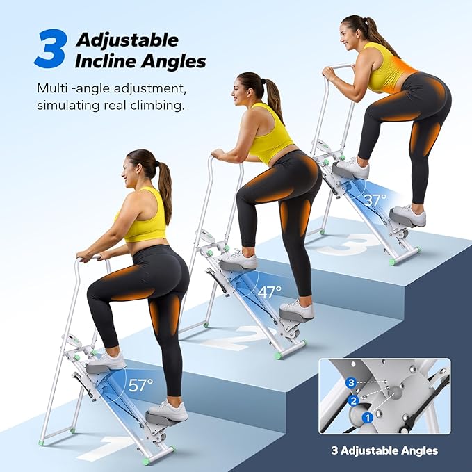 MERACH Stair Stepper for Home Gym Exercise, New Version Stairmaster for Full-Body Workout, Compact Folding Stair Climber with Extended Step Range, Adjustable Handlebar/Pedal