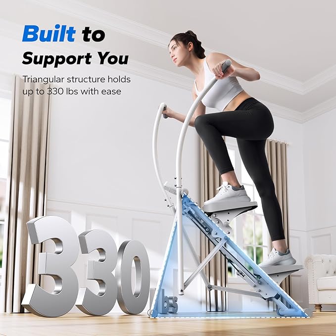 MERACH Stair Stepper for Home Gym Exercise, New Version Stairmaster for Full-Body Workout, Compact Folding Stair Climber with Extended Step Range, Adjustable Handlebar/Pedal