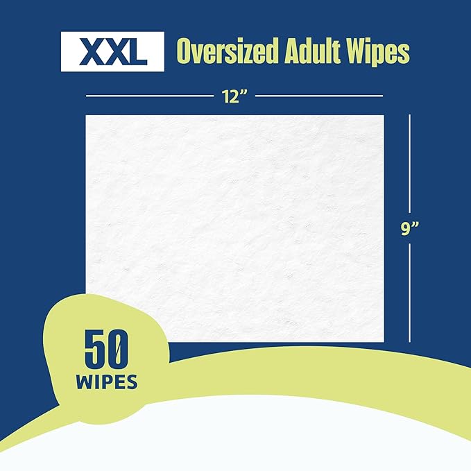 Adult Wipes Extra Large - Thicker Disposable Washcloths for Elderly Care & Shower Alternative - Fragrance-Free with Flip-To (1 Pack XXL)