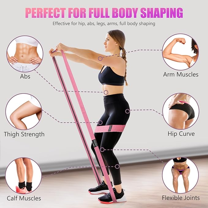 Resistance Bands for Working Out Set, 3 Pcs Pull Up Bands and 3 Pcs Assistance Bands with Door Anchor for Legs, Glutes, Hip, Fabric Loop Bands Workout Bands Resistance for Gym, Home, Office