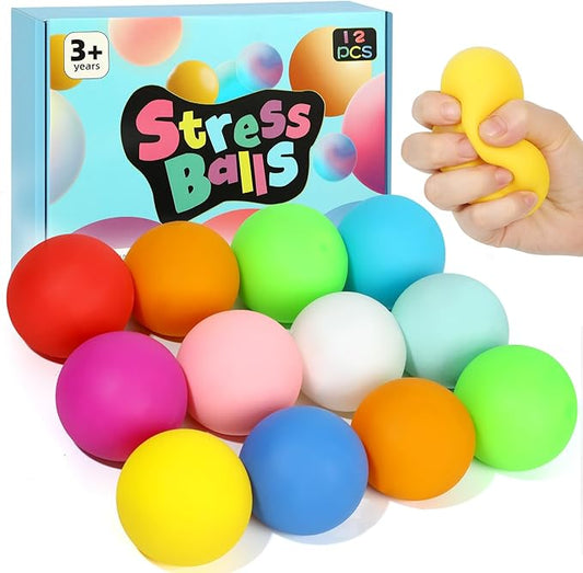 Fast Rising Stress Balls 12Pack for Kids Adults, 2.5" XL Sensory Squishy Balls Bulk, Squeeze Large Fidget Balls for Anxiety and Stress Relief, Calm Down Item for Boys Girls Children with ADHD Autism