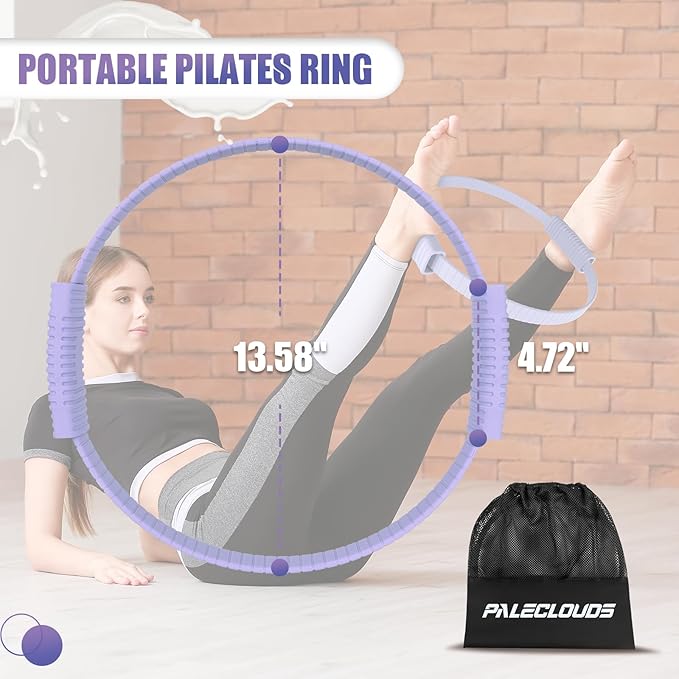 Pilates Ring, 13.5"/12" Silicone Magic Circle with Training Poster & Portable Bag, Pilates Ring Circle for Inner Thigh Workout, Yoga, Lose Weight & Physical Therapy for Women
