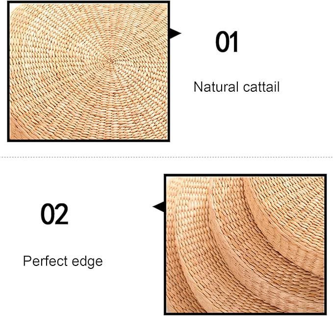 Comfortable Round Seat Cushion, Natural Straw Pouf Tatami Floor Pouf, Meditation Cushion 45cm
