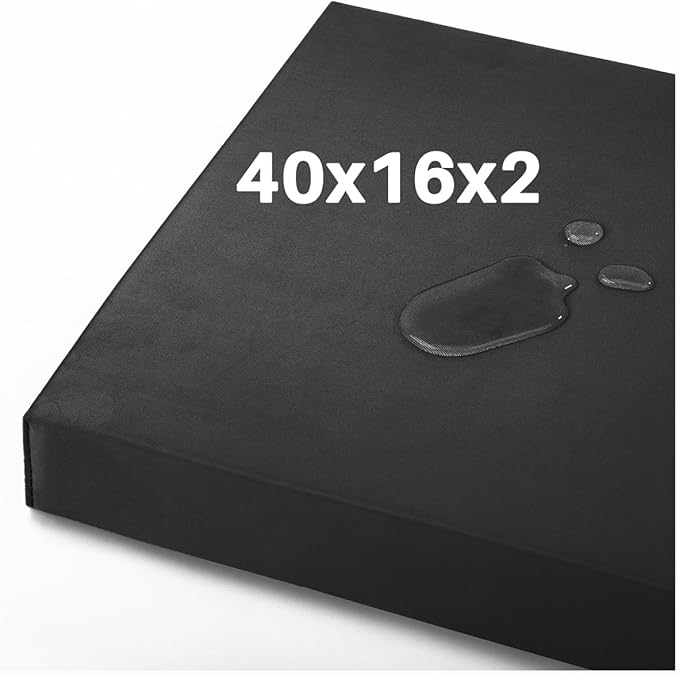 Bench Cushion40x16x2 inches, Strengthen Waterproof Outdoor Seat Cushions, High-Density Bench Pad, Detachable Cover Cushion for Bench, Outdoor Cushions for Patio Garden Swing Furniture - Black