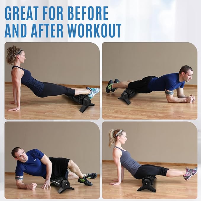 Trigger Point Foam Roller with Stand, 21 Inch Medium Density Foam Roller Long Back Roller Exercise Foam Roller for Physical Therapy, Muscles Deep Tissue, Pilates, Back Pain and Muscle Recovery(Black)