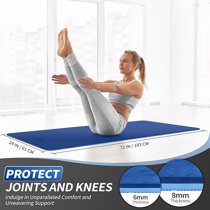 CAMBIVO Yoga Mat for Women Men Kids, 1/3 & 1/4 & 2/5 Inch Extra Thick Yoga Mat Non Slip, 72" x 24" TPE Yoga Mats, Workout Mat with Carrying Strap for Yoga, Pilates and Floor Exercises