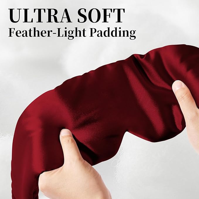 100% Mulberry Silk Sleep Mask, Large Eye Cover for Sleeping, Comfortable and Pressure-Free Sleeping Masks for Women Men, Completely Blackout (Wine Red)