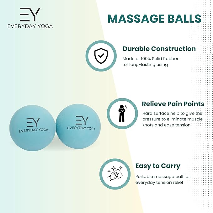 Everyday Yoga Therapy Massage Ball - Instant Muscle Pain Relief for Trigger Point Therapy, Deep Tissue Pressure, and Myofascial Release - Aqua