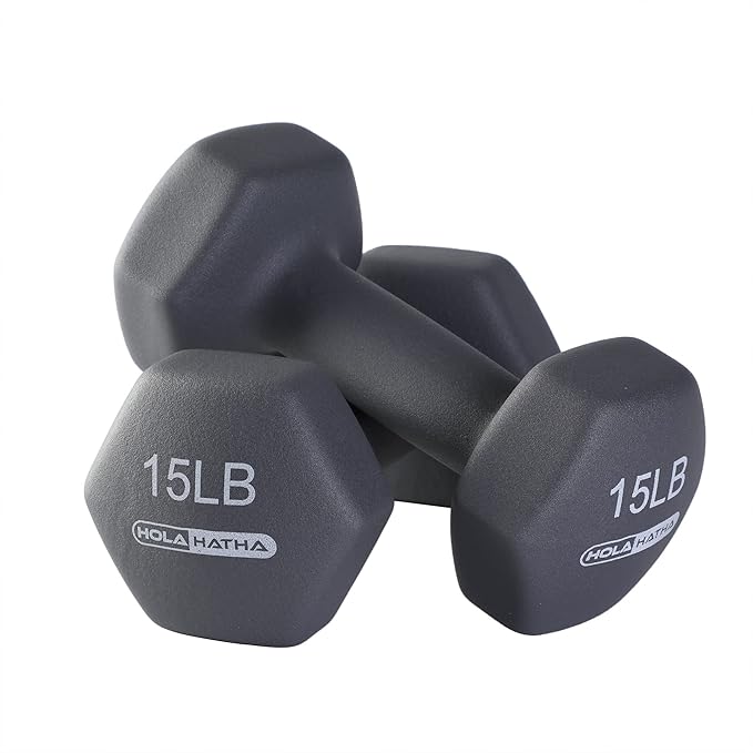 HolaHatha 2, 3, 5, 8, and 10 Pound Neoprene Dumbbell Free Hand Weight Set with Rack, Ideal for Home Exercises to Gain Tone and Definition, Pastel