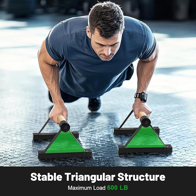 Parallettes Bars, 16 INCH Solid Wood Push Up Bars with Anti-Slip Grip for Calisthenics, Handstand, Floor Workouts, Sturdy Metal Bracket Supports Up to 600 lbs for Home Gym, CrossFit & Fitness Training