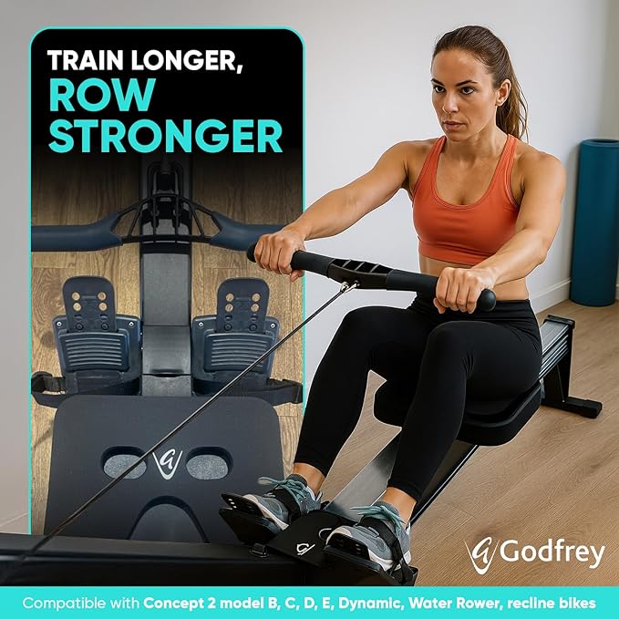 Godfrey Ergo Rowing Machine Seat Cushion - Anti-Slip Neoprene Rower Pad with Textured Rubber Surface for Concept2 Models, Water Rower, Recline Bikes, Peloton, Rowing Boats