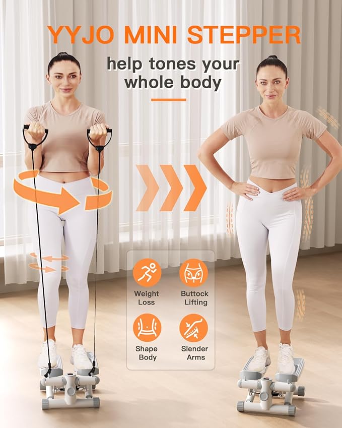 Steppers for Exercise at Home, Mini Stepper with Resistance Bands Portable Stair Stepper for Buttocks Lifting and Body Shaping