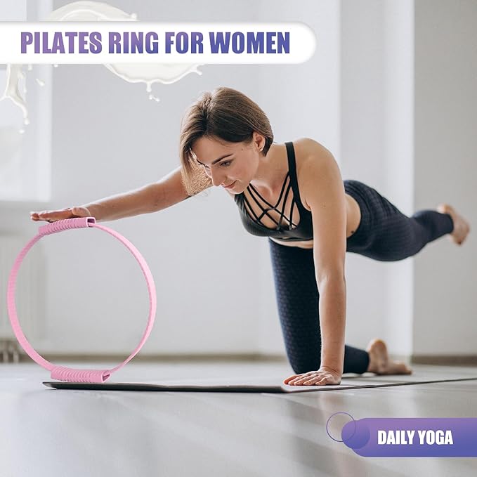 Pilates Ring, 13.5"/12" Silicone Magic Circle with Training Poster & Portable Bag, Pilates Ring Circle for Inner Thigh Workout, Yoga, Lose Weight & Physical Therapy for Women