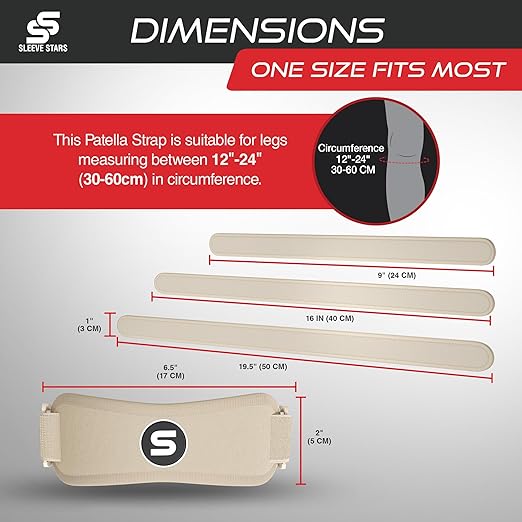 Sleeve Stars Patellar Tendon Support Strap Osgood Schlatter Band Knee Brace for Kids, Youth, Women & Men w/ 3 Lengths, Swedish Brand Patella Tendon Knee Strap for Arthritis, Tendonitis & Pain