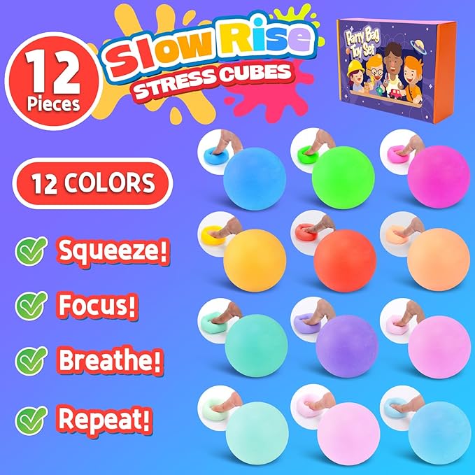 12PCS Color-Changing Stress Balls - Soft, Squeezeable Stress Relief Balls for Relaxation, Ages, Ideal for Parties, Home, Classroom, and Office Use, Slow-Rebound Design, Portable