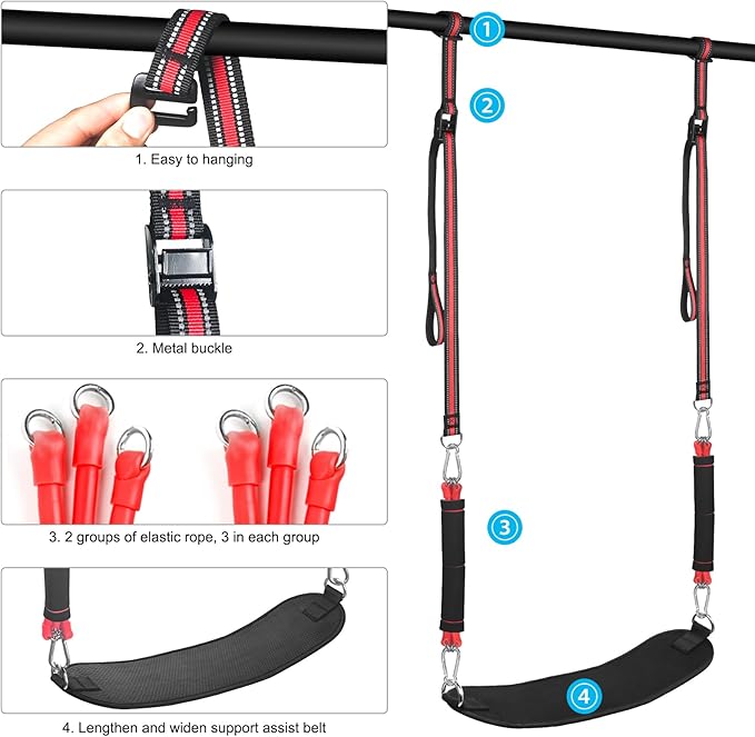 Pull Up Assistance Bands with Fabric Feet/Knee Rest, Heavy Duty Pull Up Resistance Bands, Pull up Assist Bands Pull-up Exercise Band for Chin-up Workout, Body Stretching